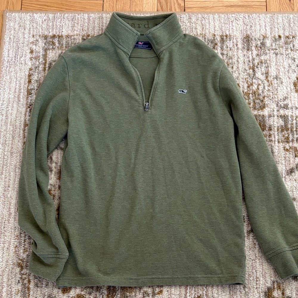 Vineyard Vines Men's Olive Zip-Up Sweater